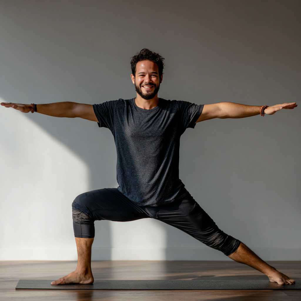 Mujer colombiana sonriente practicando yoga en posición de loto al aire libre